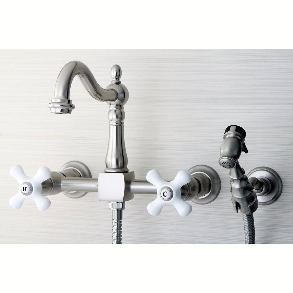 Oil Rubbed Bronze Wall Mount Kitchen Faucet with Brass Sprayer W359