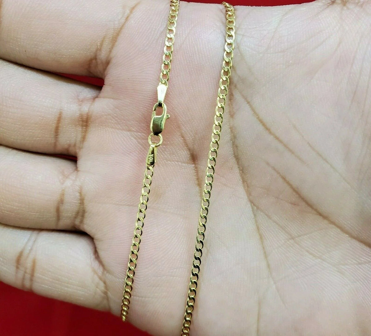 10K Solid Yellow Gold Cuban Link Curb Chain Necklace 2mm 16" 18" 20" 22" 24" 26" K5238