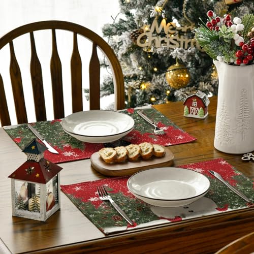 Snowman Cardinals Trees Christmas Placemats Set of 4 X608