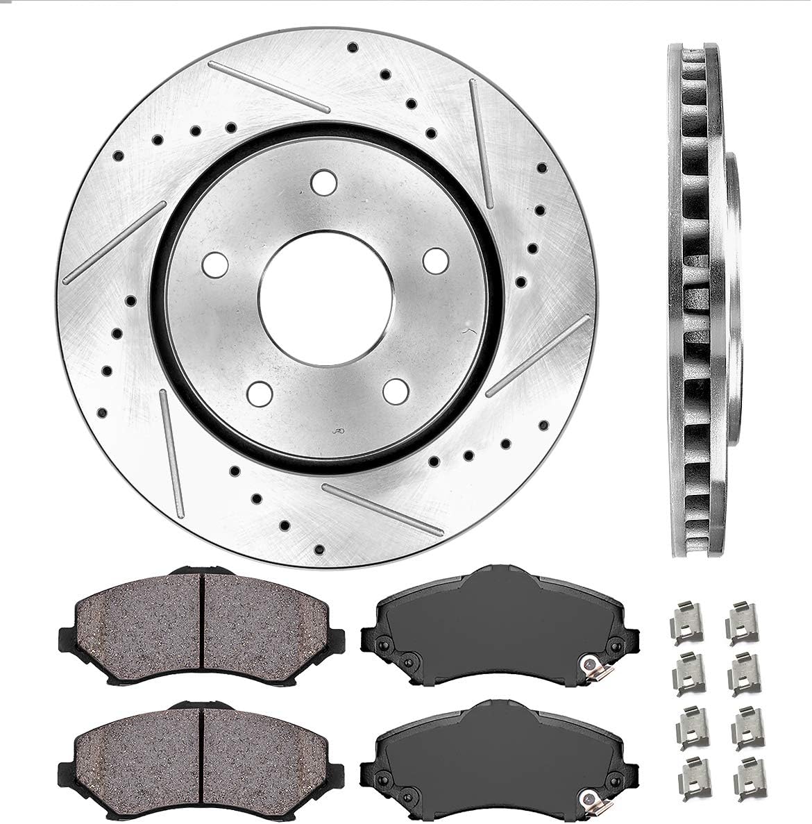 Front 302mm 5 Lug 2 Rotors Ceramic Brake Pads Hardware X960