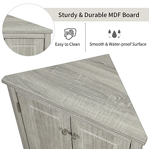 Brown Freestanding Corner Cabinet with 2 Adjustable Shelves and 2 Doors X2117