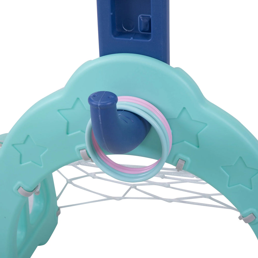 5-in-1 Toddler Climber and Swing Set with Slide, Football Gate and Basketball Hoops X457077