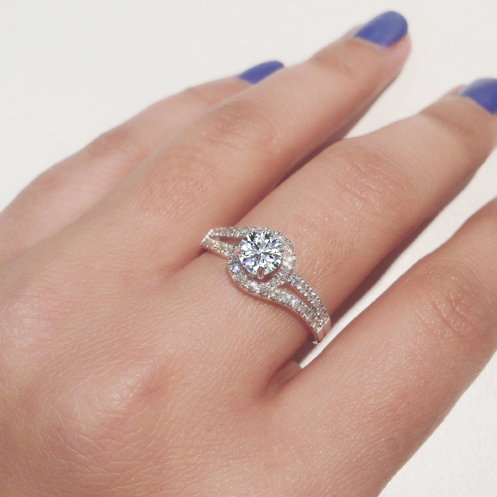 14K White Gold Diamond Engagement Ring 1.25 CT T5459