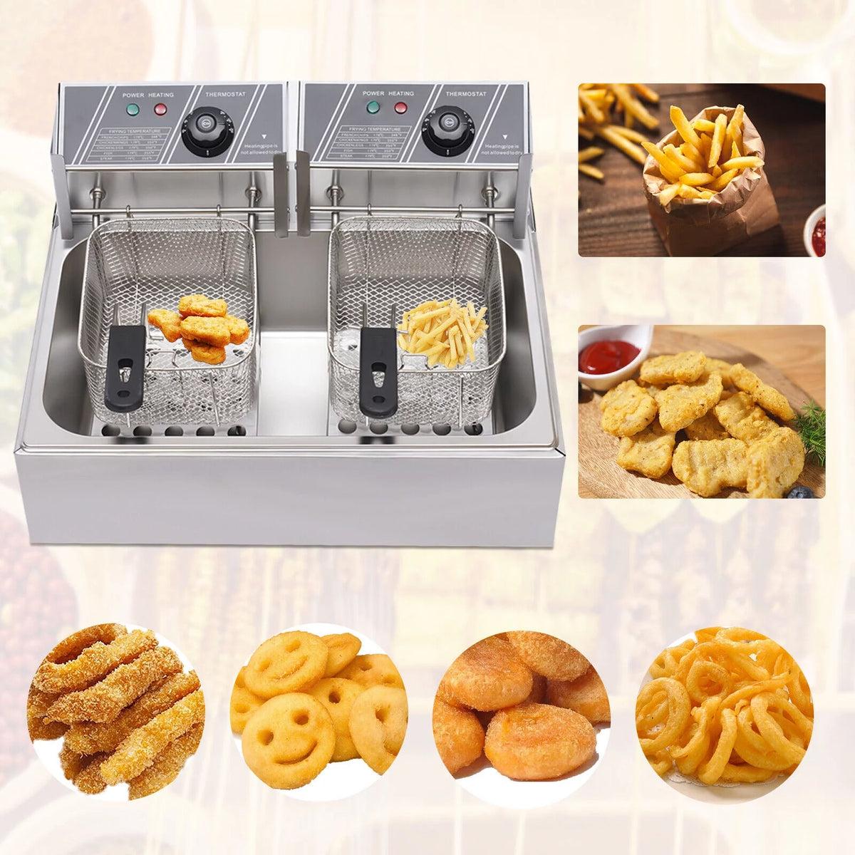 12L Stainless Steel Electric Deep Fryer 5000W M29129
