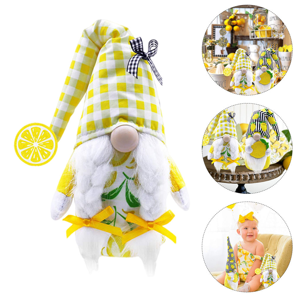 Lemon Pattern Plush Gnome Doll U7611