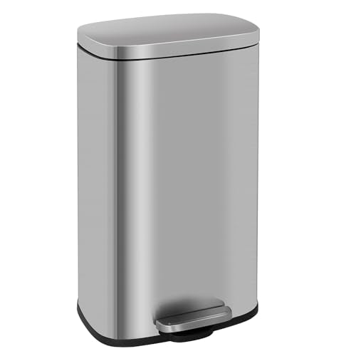 60 Liter Stainless Steel Step Trash Can with Inner Buckets and Hinged Lids K119