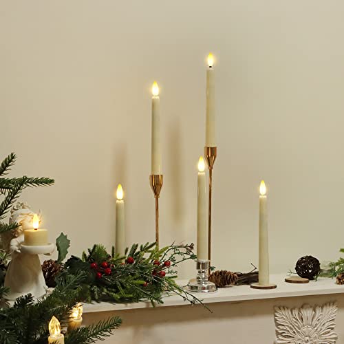 4PCS Battery Operated 8 Inch Warm White 3D Flame Taper Candles with Remote B151