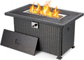 44in Propane Fire Pit Table with Lid Cover Glass Beads I571