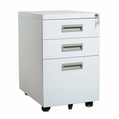 White 3-Drawer Mobile Vertical Filing Cabinet G27817