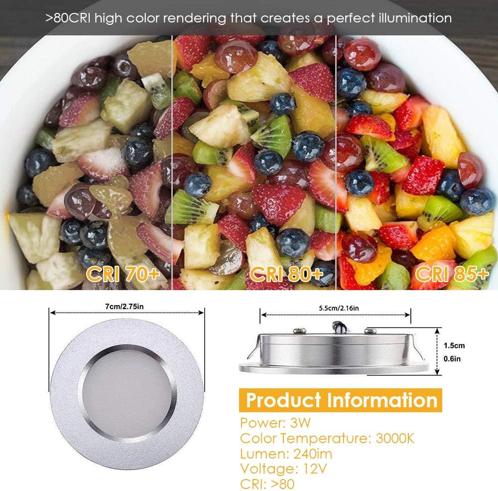 12V Waterproof Ultra-Thin LED Ceiling Light 3000K Warm White 12 Pack Q246809