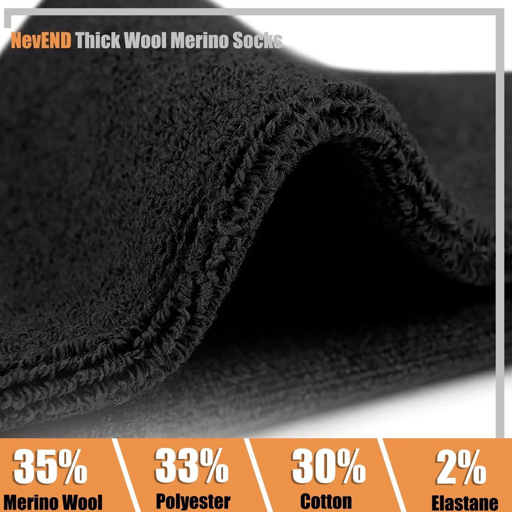 6 Pairs Wool Merino Thermal Boot Socks Size 10-13 M1562