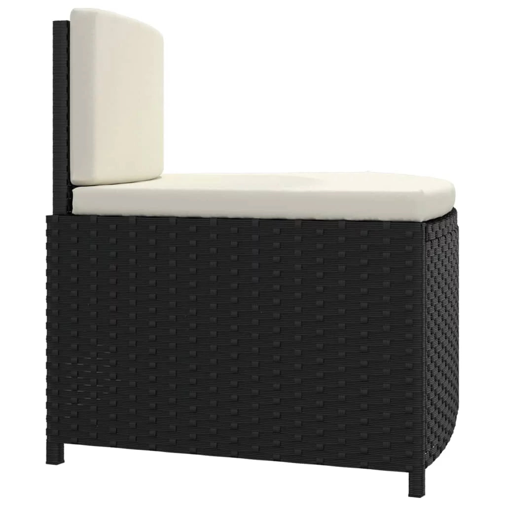 Black Poly Rattan Spa Benches with Cushions 2 pcs Z604281