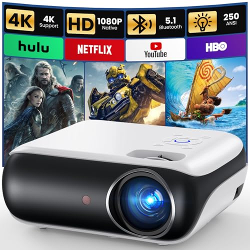 1080P Bluetooth Portable Outdoor Movie Projector with Built-in Speaker F651395