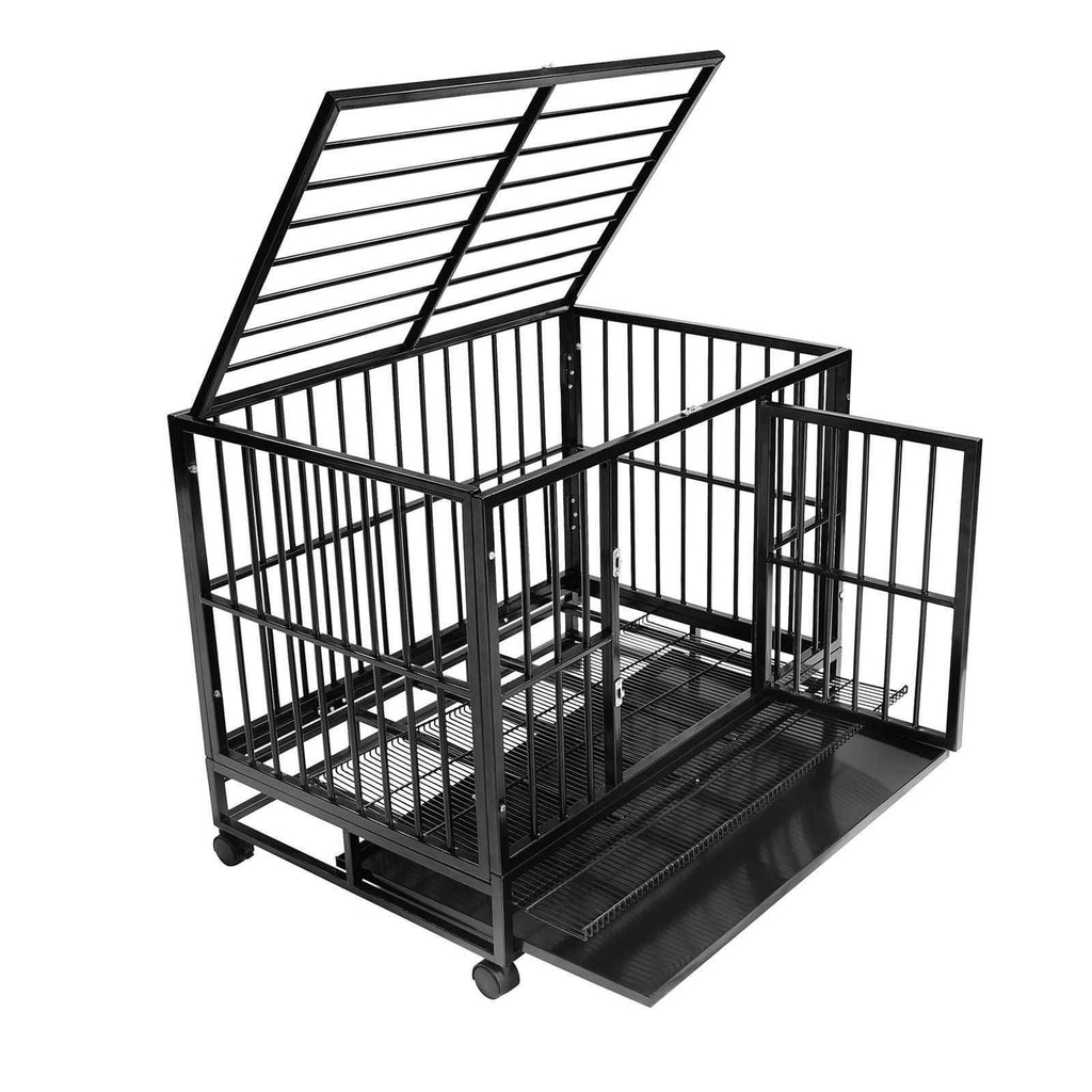 36x22 Medium Heavy-Duty Dog Crate Cage with Tray I4422