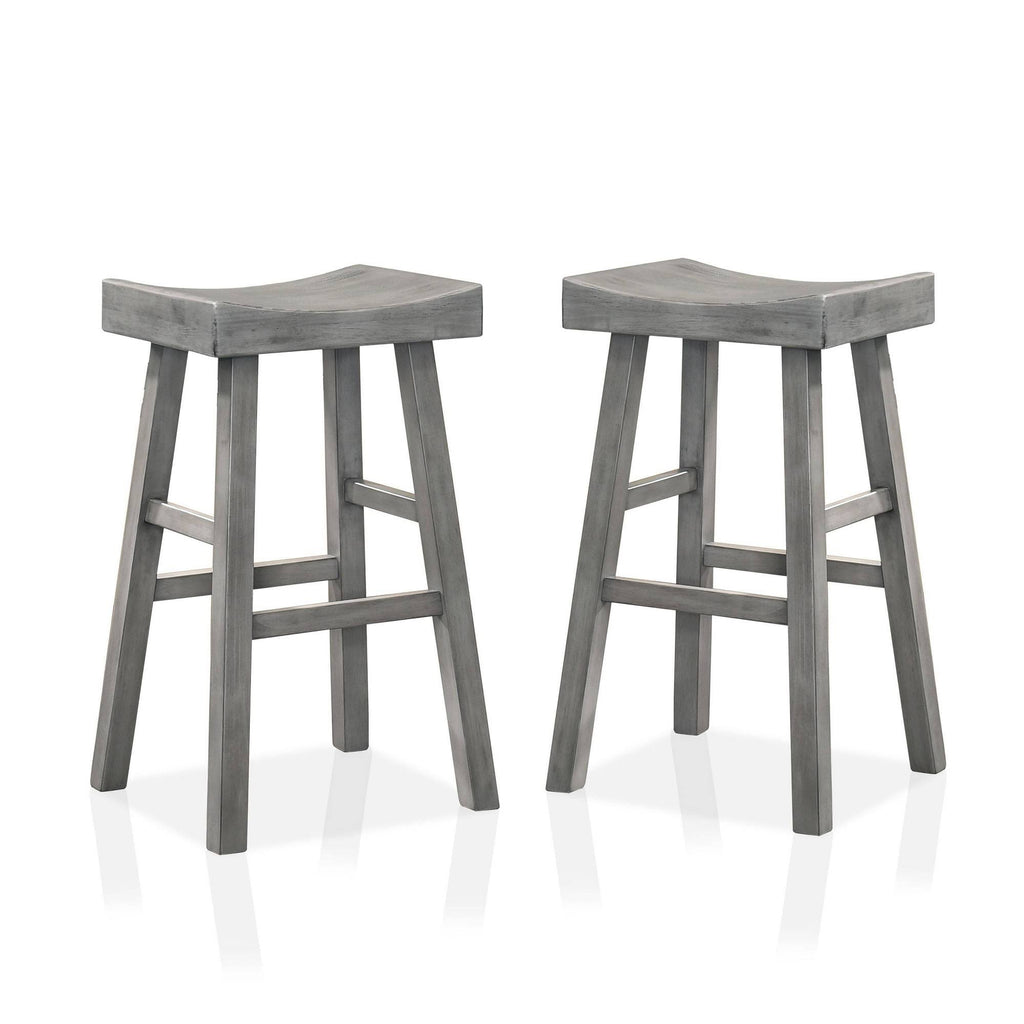 Set of 2 Antique Gray Counter Height Barstools S6291