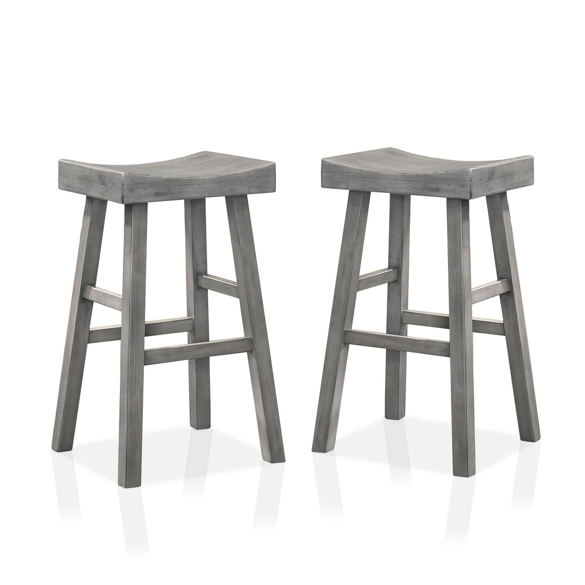 Set of 2 Antique Gray Counter Height Barstools S6291