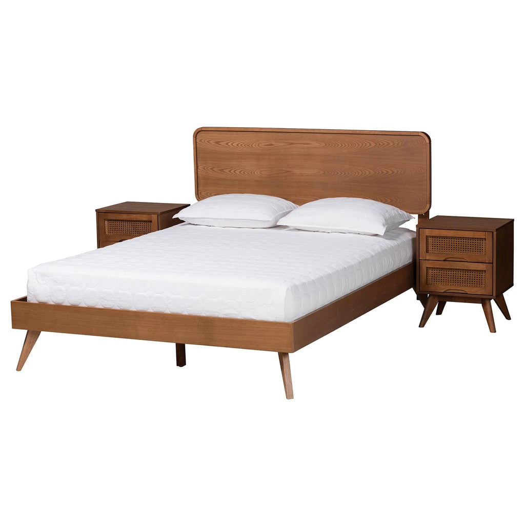 3-Piece Walnut Brown Bedroom Set E232