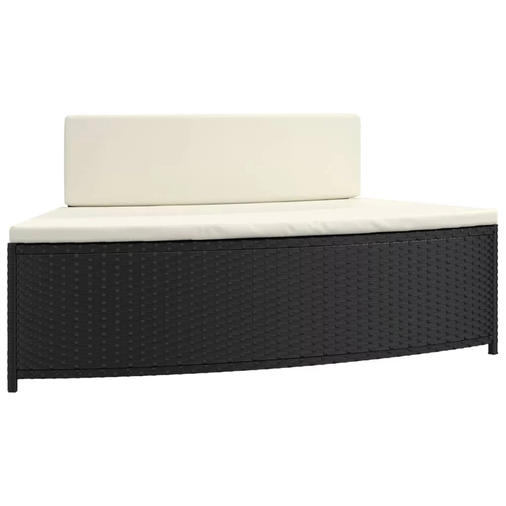 Black Poly Rattan Spa Benches with Cushions 2 pcs Z604281