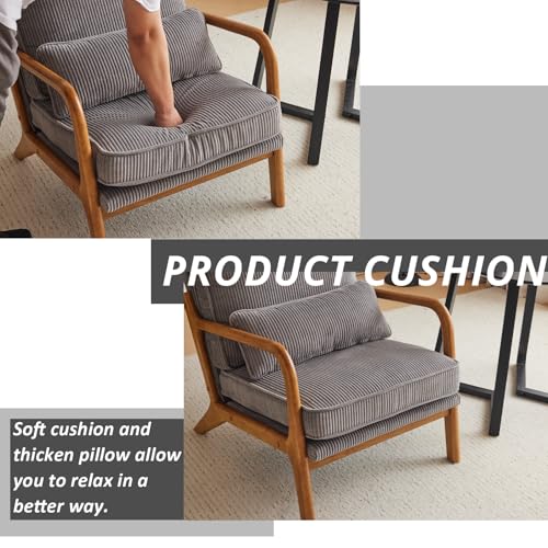 Corduroy Upholstered Accent Chair with Pillow Q4222