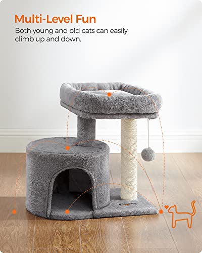 Light Gray Cat Tree Tower with Sisal Scratching Post I712437