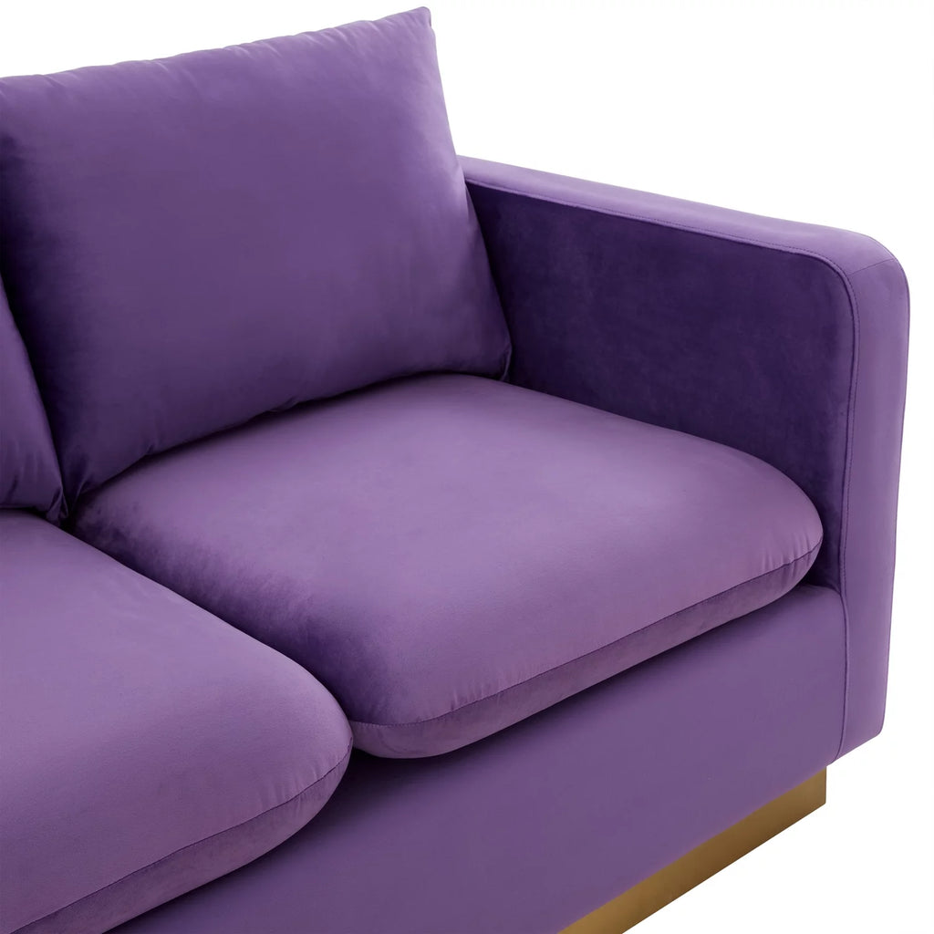 Upholstered Velvet Loveseat with Gold Frame I779