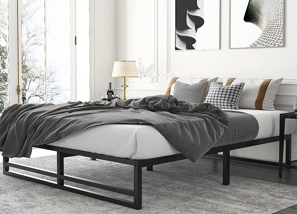 Queen Size Black Metal Platform Bed Frame U7390