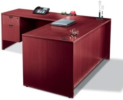 66W X 72D L Shaped Desk with Drawers American Mahogany X496409
