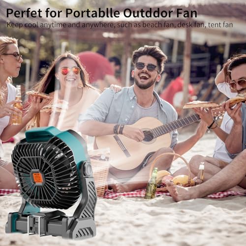20000mAh Camping Fan with LED Lantern USB Rechargeable 4 Speeds Black E9859