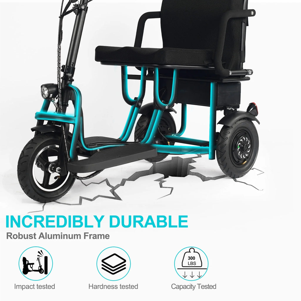 Folding Electric Trike 48v 700w Dual Motor Lithium Black Q78633