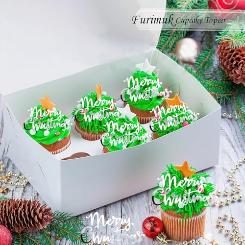 12 Pcs Christmas Cake Toppers Acrylic Mirror Gold W1687