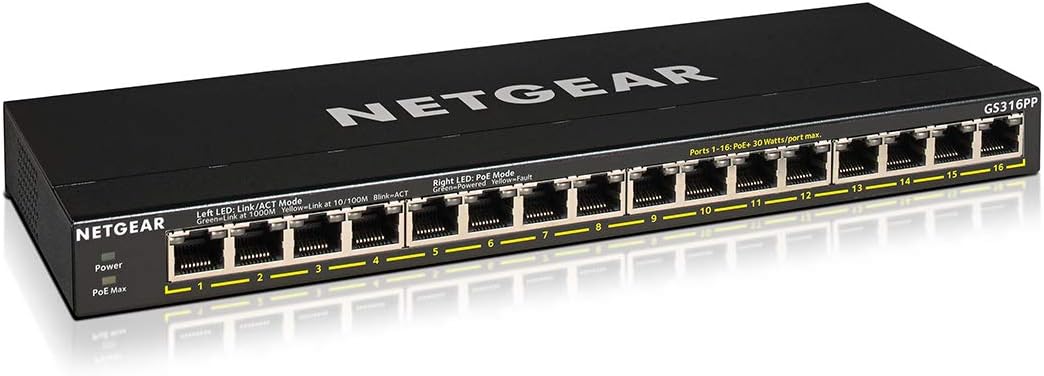 16-Port PoE Gigabit Ethernet Plus Switch with 15 x PoE+ @ 180W, 1 x 1G SFP Port H6315