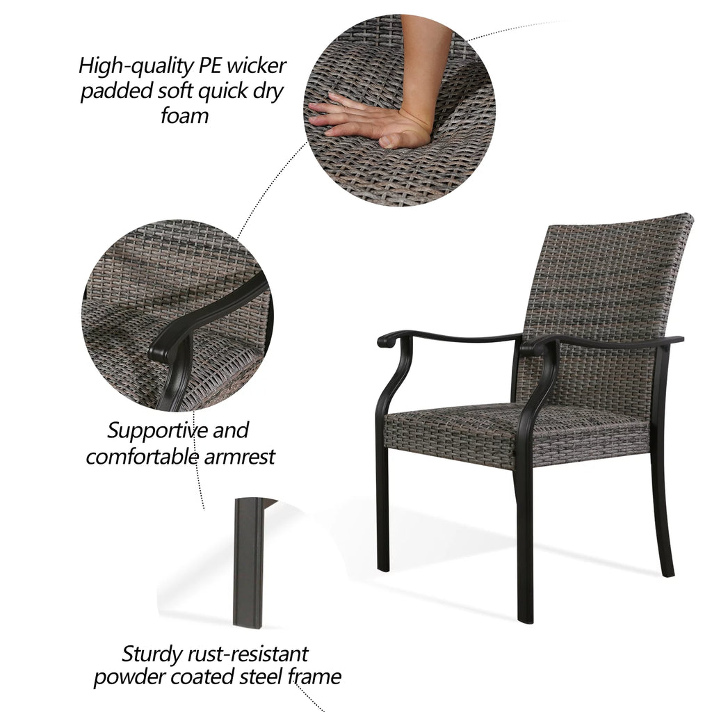 6-Person Metal Rattan Patio Dining Set with Umbrella Hole Y8335