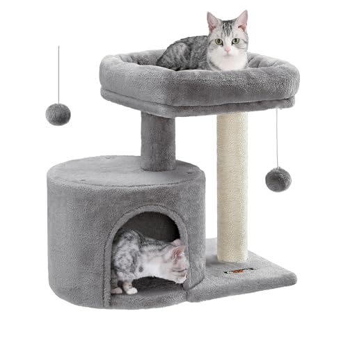 Light Gray Cat Tree Tower with Sisal Scratching Post I712437
