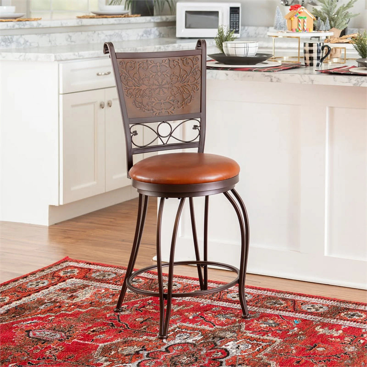 24" Metal Stamped Back Swivel Counter Stool D602831