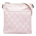Pre-Owned Pink White Canvas Leather Shoulder Bag N370975