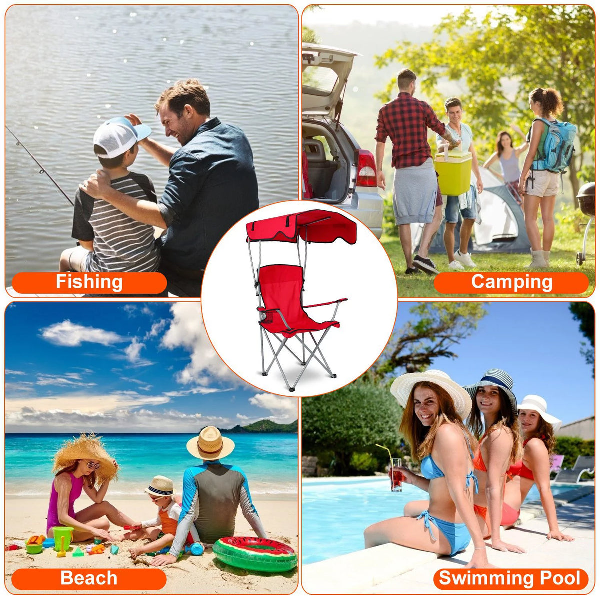 Portable Foldable Beach Canopy Chair 330LBS G611
