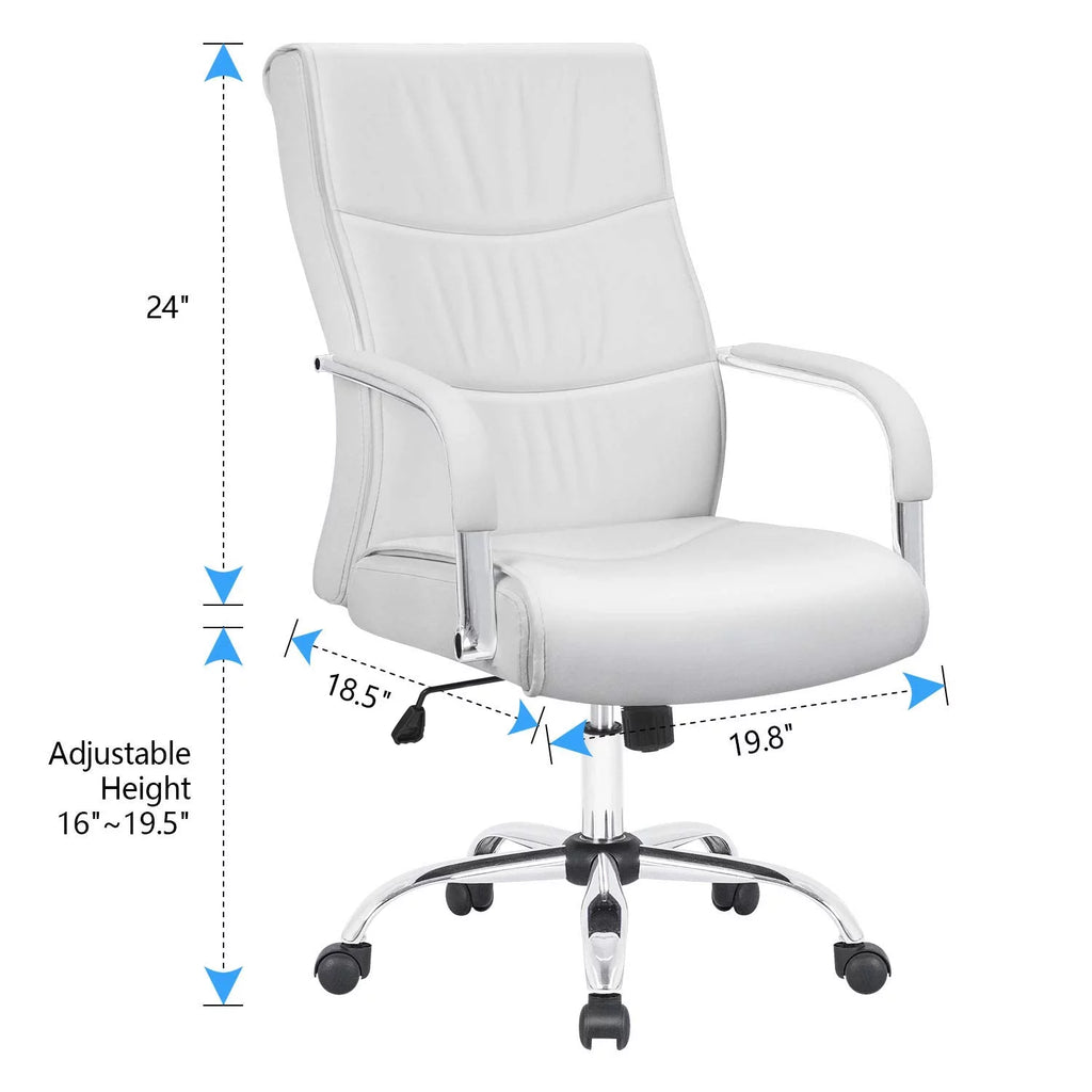 White Pu Leather Ergonomic Office Chair B392