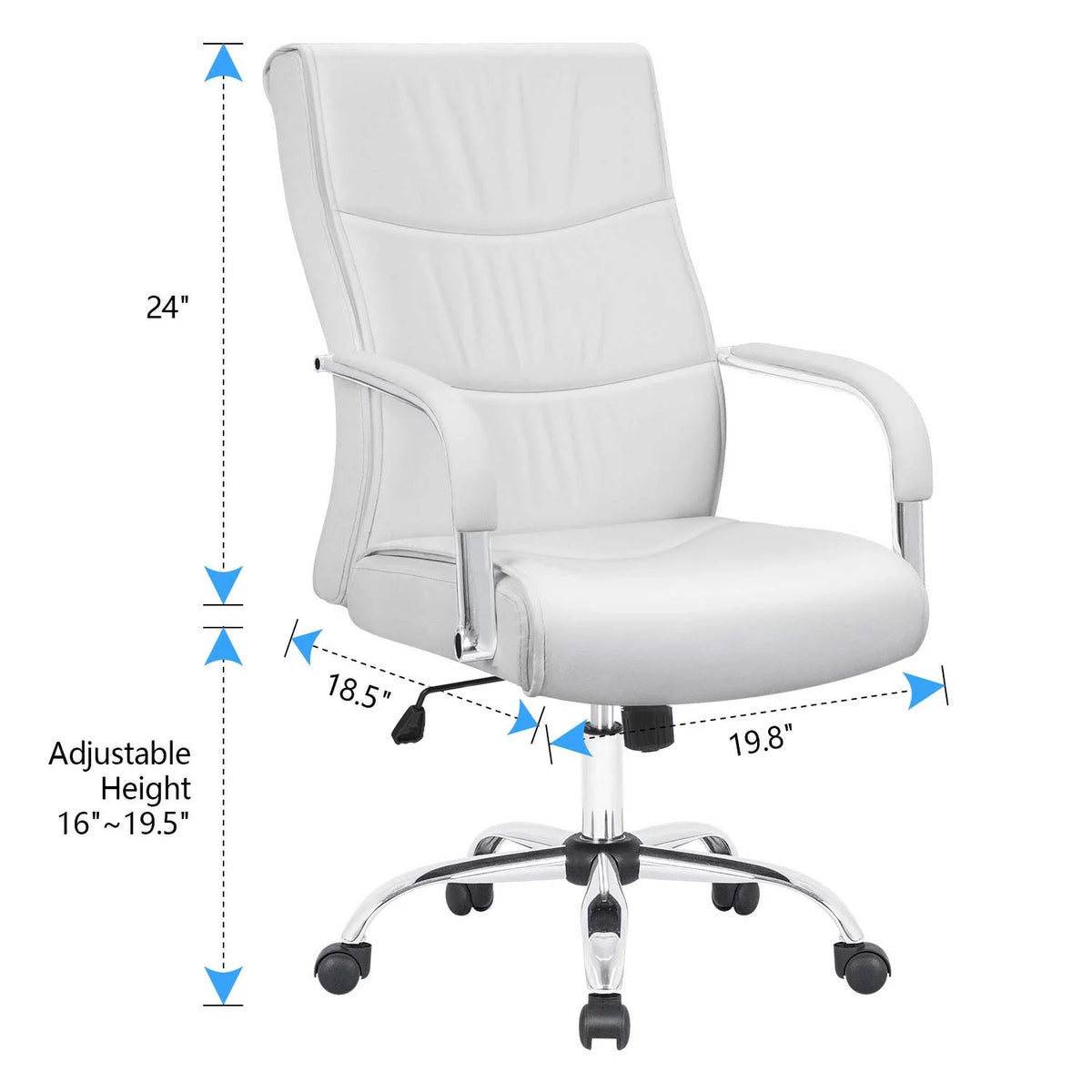 White Pu Leather Ergonomic Office Chair B392