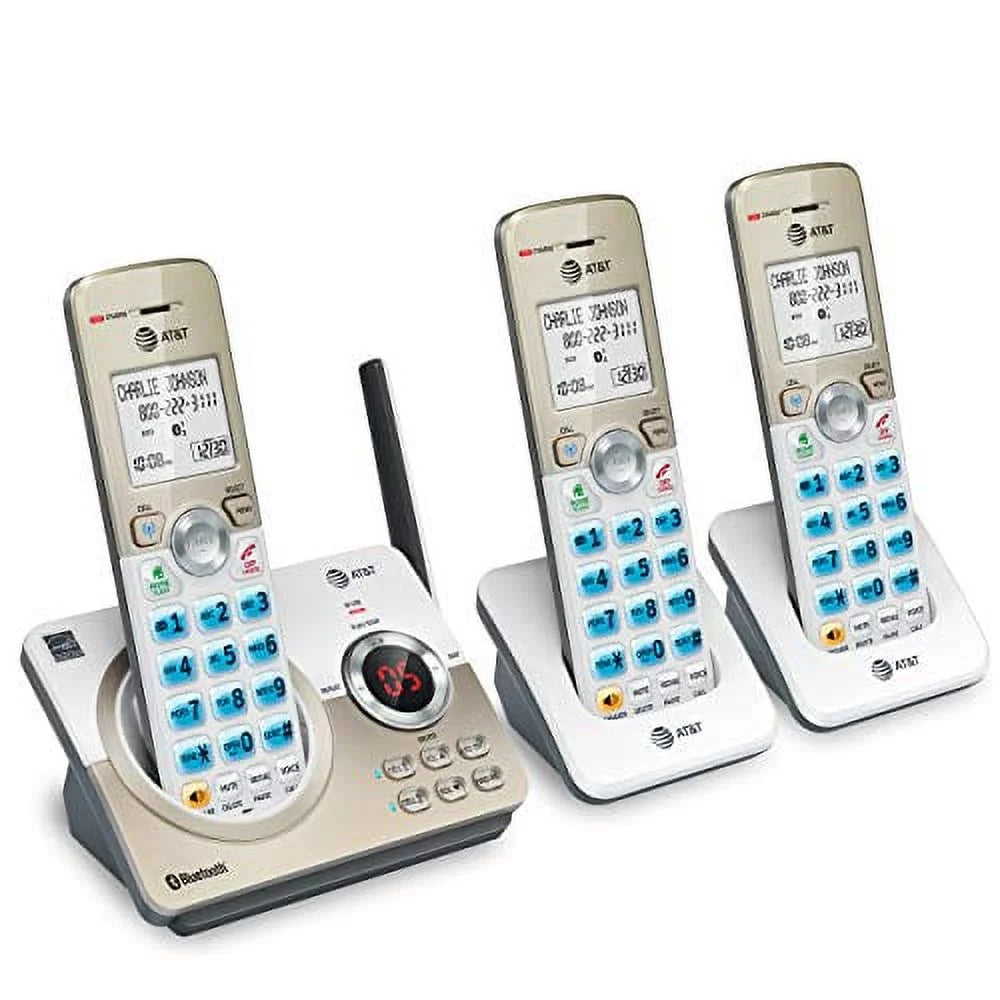 White/Champagne DECT 6.0 Expandable Cordless Phone System with Digital Answering System V201