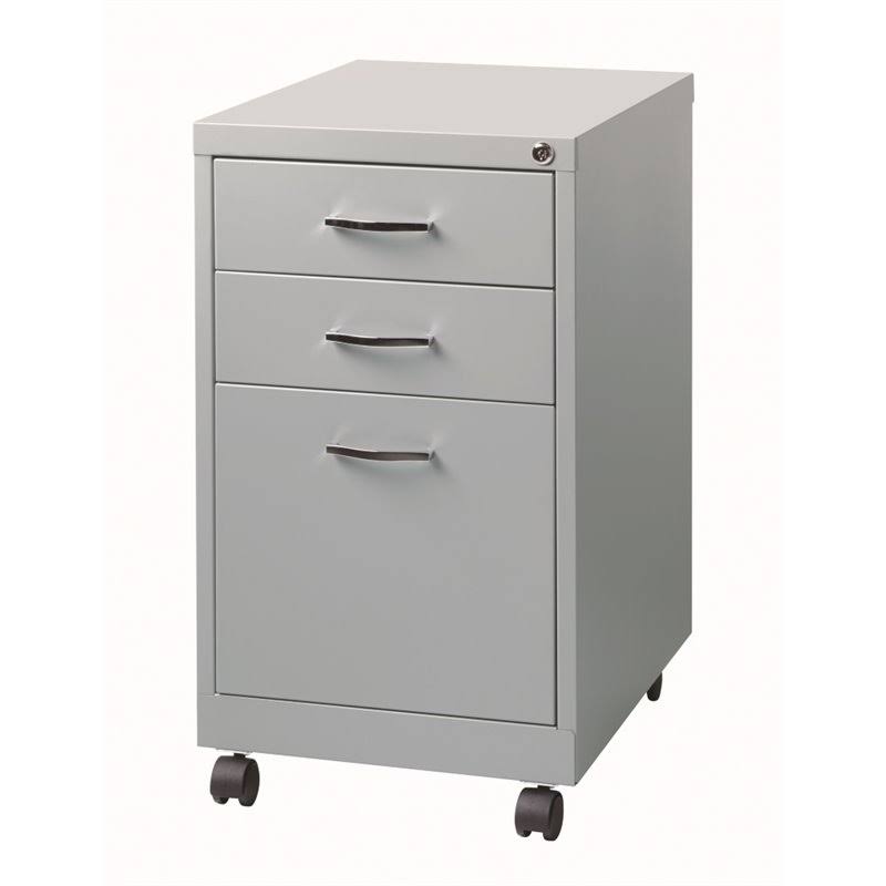 3-Drawer Mobile Filing Cabinet, Platinum/Black Z7472