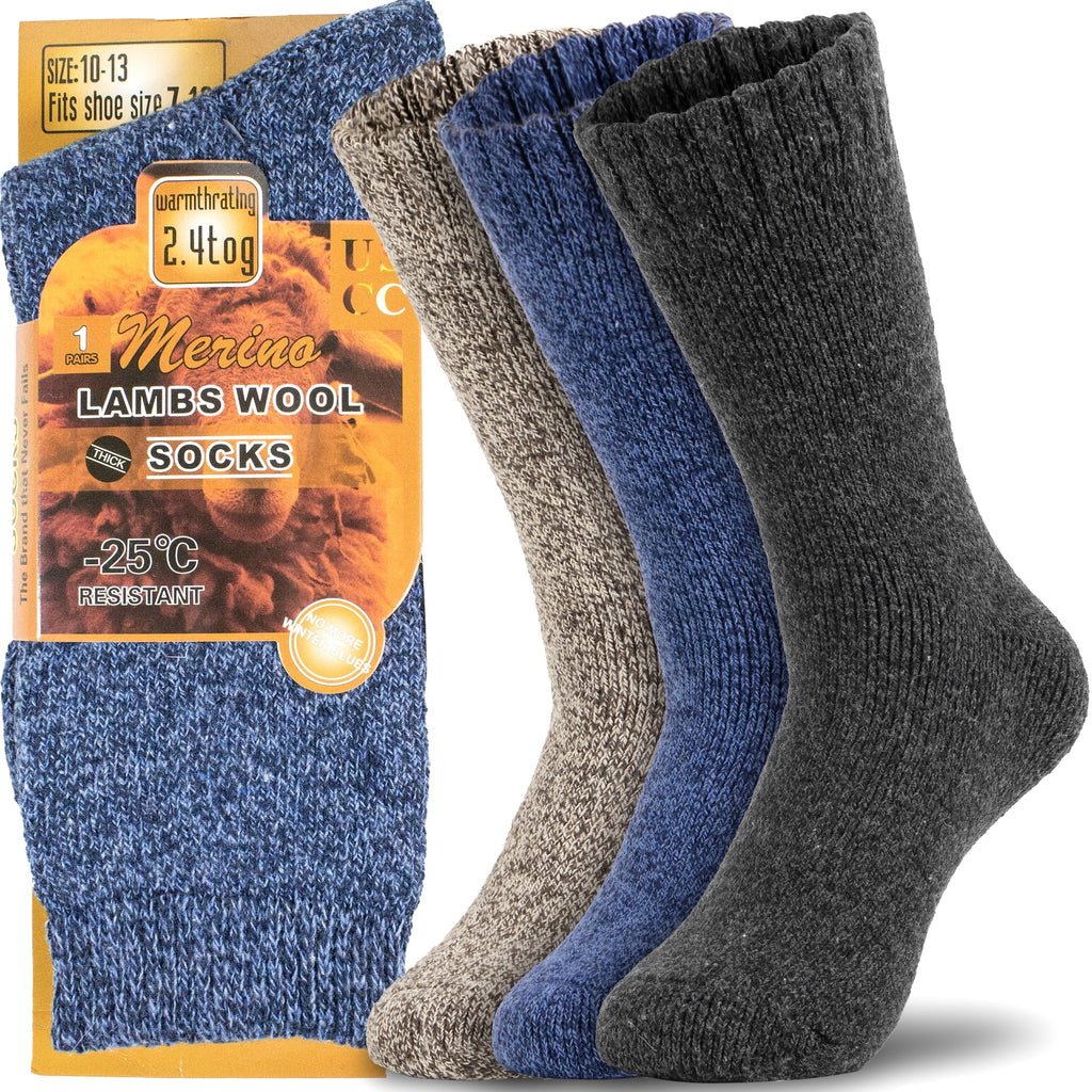 6 Pairs Wool Merino Thermal Boot Socks Size 10-13 M1562