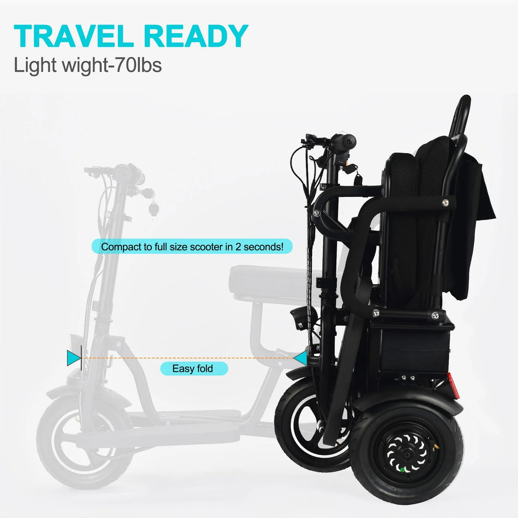Folding Electric Trike 48v 700w Dual Motor Lithium Black Q78633