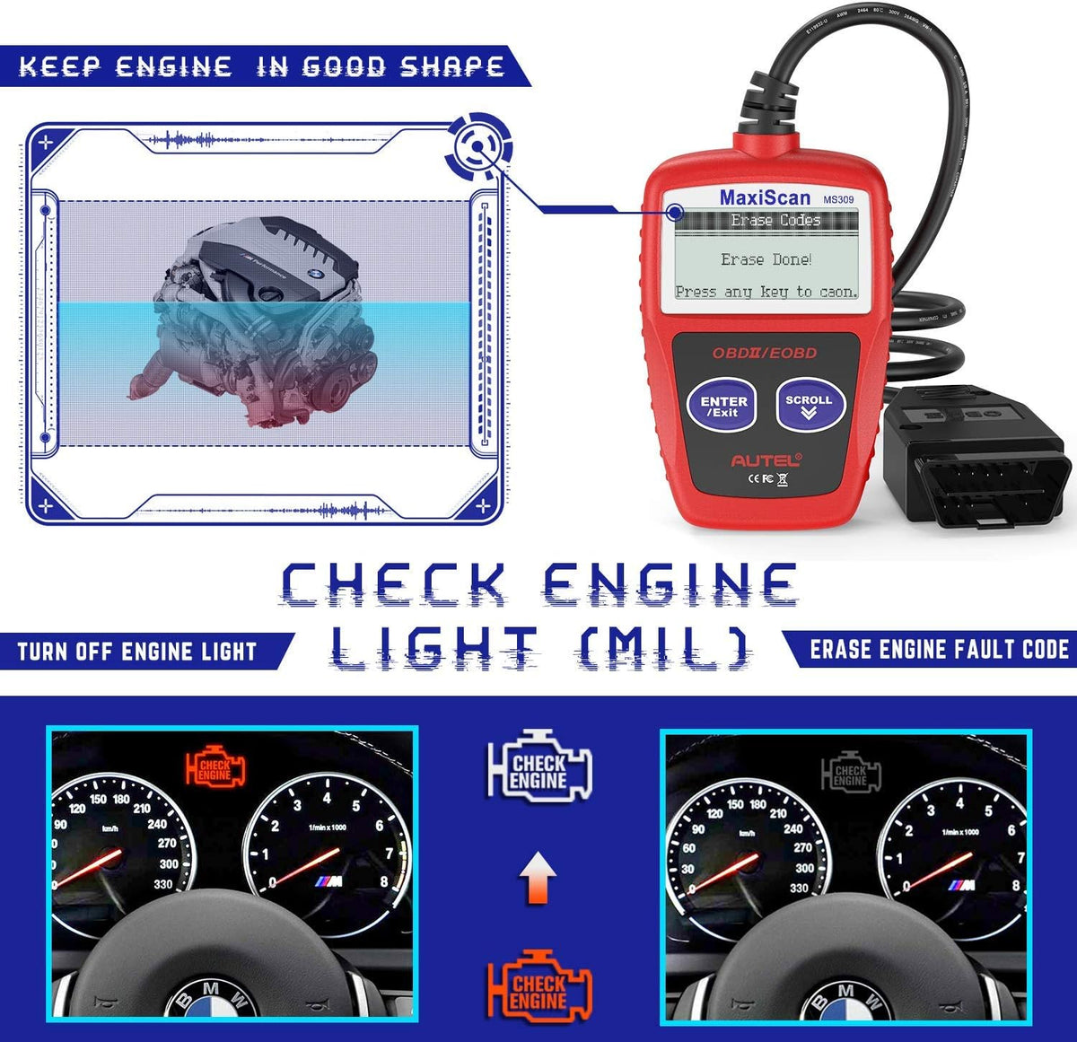 OBD2 Scanner Universal Car Engine Fault Code Reader Y6889