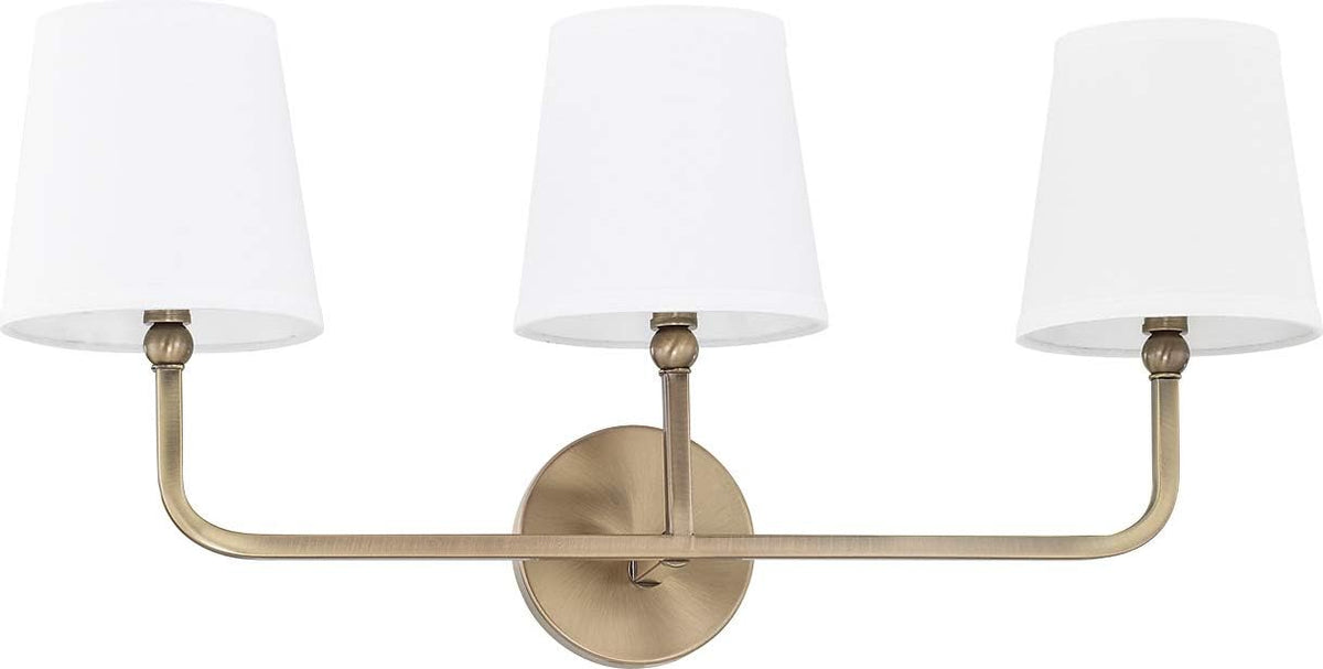 3-Light White Fabric Shade Bath Vanity Wall Mount Y599051