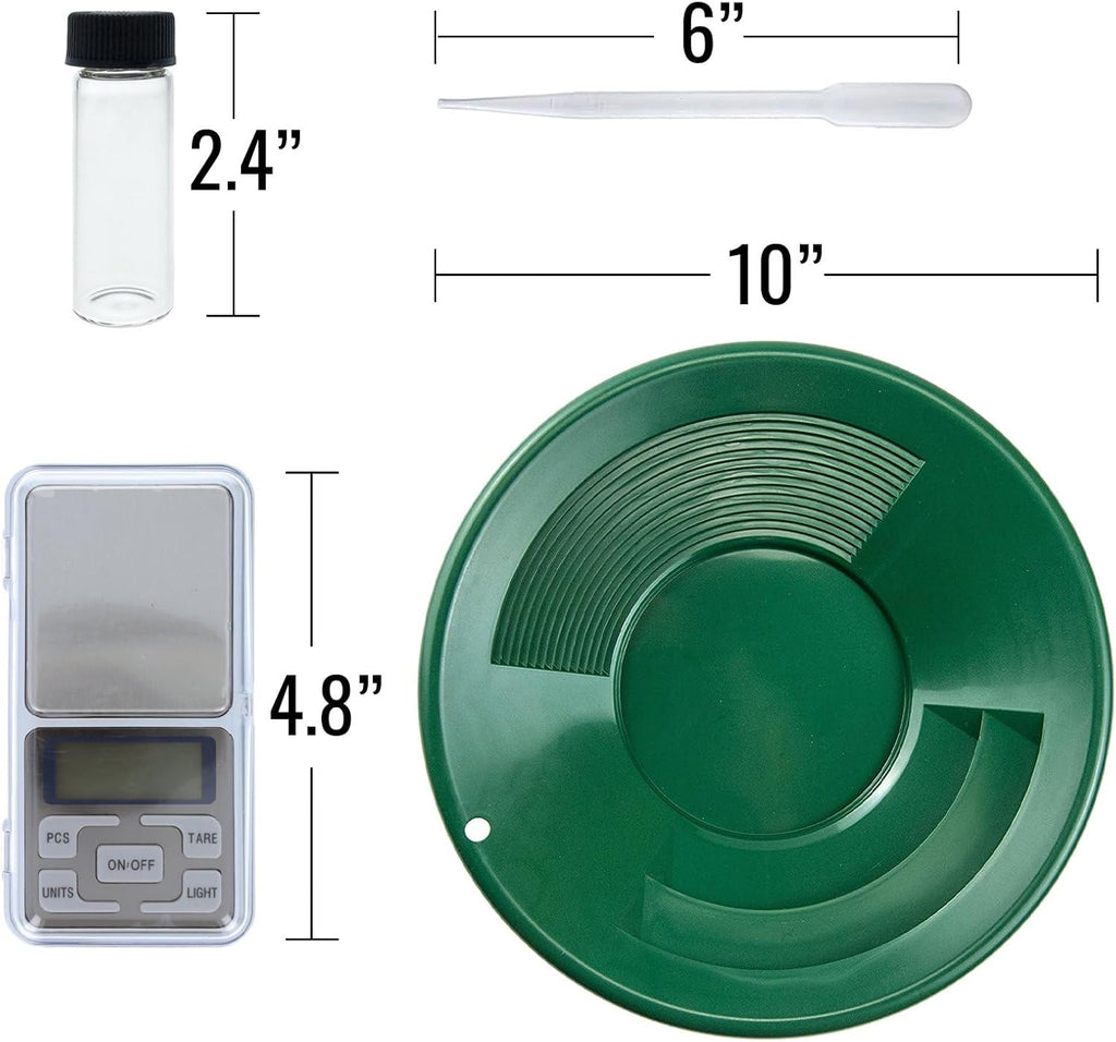 Gold Prospecting Pan Kit with Glass Vials Pocket Scale 7pc M4601