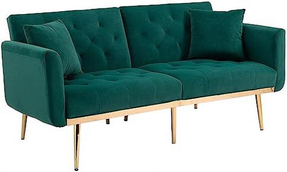 Beige Velvet Loveseat Sofa with 7 Gold Metal Legs E929