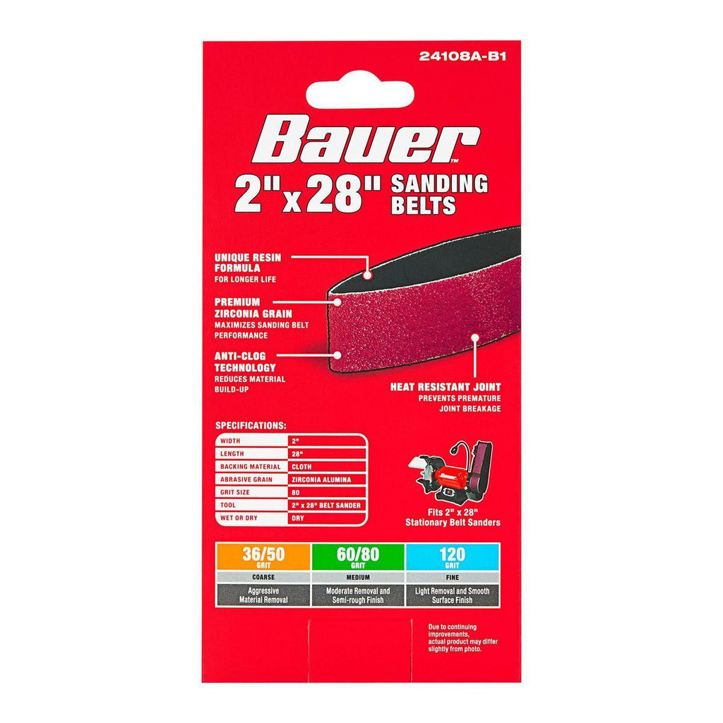 2 in. x 28 in. 80 Grit Zirconia Alumina Sanding Belts 2-Pack V9463