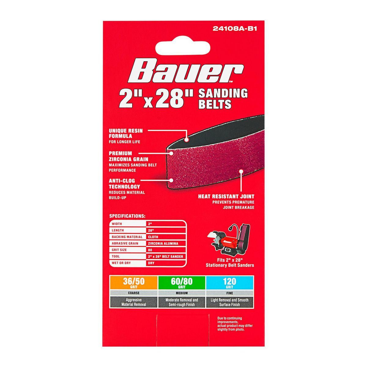 2 in. x 28 in. 80 Grit Zirconia Alumina Sanding Belts 2-Pack V9463
