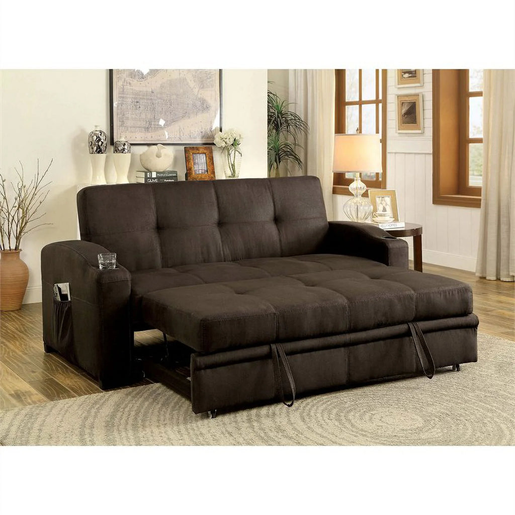 Brown Fabric Convertible Sofa W428065