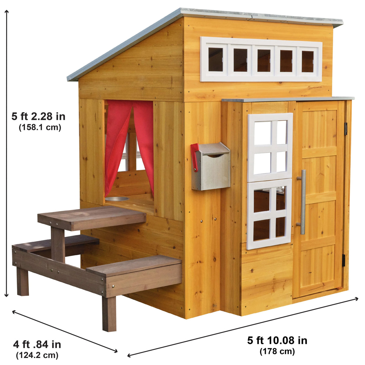 Wooden Outdoor Playhouse with Picnic Table P3941